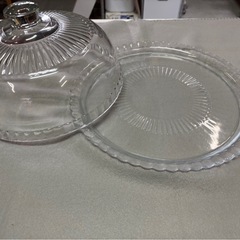 ガラス ケーキドーム プレートセット オシャレ ケーキカバー 乾燥防止 お菓子作り 焼き菓子　保存　中古品　③の画像