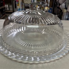 ガラス ケーキドーム プレートセット オシャレ ケーキカバー 乾燥防止 お菓子作り 焼き菓子　保存　中古品　③の画像