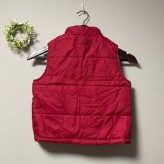 100サイズ 中綿ダウンベスト 男女問わず アウター 冬服 綺麗なダークレッドの画像