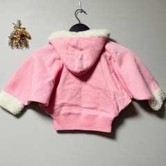 100サイズ 女の子 アウター パーカー 裏起毛 フード付き ピンクの画像