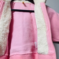 100サイズ 女の子 アウター パーカー 裏起毛 フード付き ピンクの画像