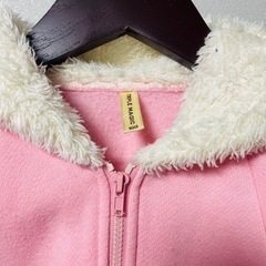 100サイズ 女の子 アウター パーカー 裏起毛 フード付き ピンクの画像