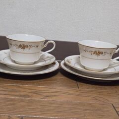ノリタケ アイボリーチャイナ 2客 カップ ソーサー 皿 ペア 陶器 食器 昭和の画像