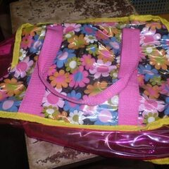 メーカー不明　花柄　ビニール　バックの画像