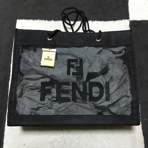 レア 正規品 未使用品 ヴィンテージ フェンディ メッシュトートバッグ ブラック