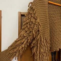 フリンジ　ウール　イエロー　アウター　カーディガンの画像