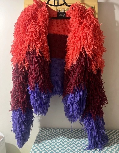 毛糸　フリンジ　ジャケット　カーディガン　アウター