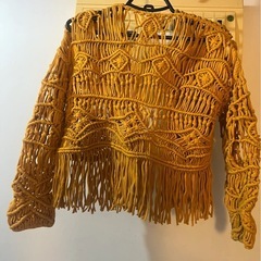 フリンジ　カーディガン　トップス　マクラメ　ヒッピー　かぎ編みの画像