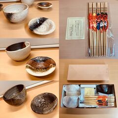 信楽陶苑 茶碗・小鉢・箸 5組の画像