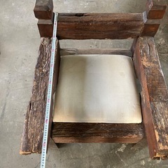  珍品 線路の枕木で作られた椅子 1人掛け ソファー アンティークの画像