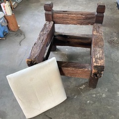  珍品 線路の枕木で作られた椅子 1人掛け ソファー アンティークの画像