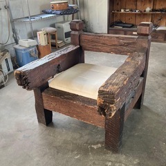  珍品 線路の枕木で作られた椅子 1人掛け ソファー アンティークの画像