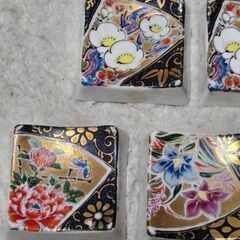 九谷焼 箸置き 陶器 5個セット 花柄 金彩 昭和レトロ カトラリー 当時物の画像