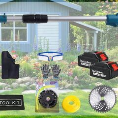 手渡しのみ 新品 ICEHAIL 電動 草刈り機 充電式 マキタ18V互換 １０インチ刃 刈込幅255mm 2個4000mAh大容量バッテリ 1.7kg軽量 伸縮105-140cm の画像