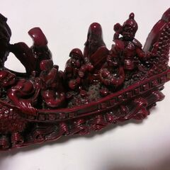 ◍七福神、龍の船、自然石、縁起物、飾り物、●すごく重いです（石の種類は解りません）、状態良、画像の物、★お手数をおかけしますプロフィール必読ですの画像