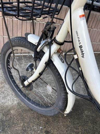 週末値下げYAMAHA PAS BABBY電動アシスト自転車 ホワイト 前面バスケット付き