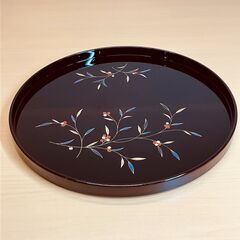 鹿野漆器 溜南天 丸盆付汁椀セットの画像