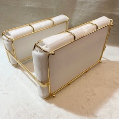 新品未使用　ゴールドステンレス　大理石風　収納ラック　キッチン収納　コスメ収納　おしゃれの画像