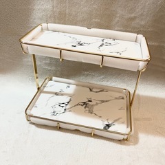 新品未使用　ゴールドステンレス　大理石風　収納ラック　キッチン収納　コスメ収納　おしゃれの画像