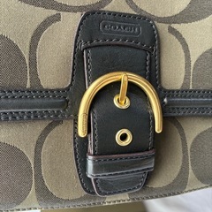 コーチ　レトロ可愛いグリーンのボストンバッグの画像