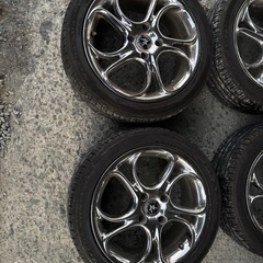 希少当時物！24年製タイヤ!American Racing メッキホイール　17インチ！usdm ローコン PCD114.3 ホンダ　アコード　215/45R17の画像