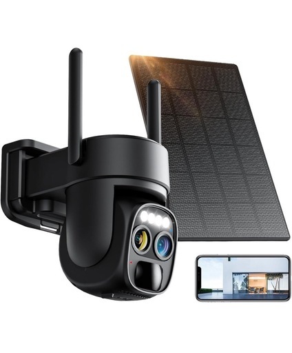 【開封未使用品】防犯カメラ 屋外 ソーラー 2K解像度 WiFi カメラ 監視カメラ ソーラー ワイヤレス ワイヤレス 屋外 防犯カメラ 動体検知 人体検知 大容量リチウムバッテリー 双眼ズームレンズ 10倍ズーム機能 最大可視距離50メートル IP65防水 355°広角撮影 2.4/5G WiFi対応
