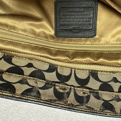 COACH コーチ シグネチャー トートバッグ ハンドバッグ　黒／ベージュの画像