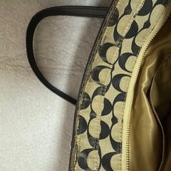 COACH コーチ シグネチャー トートバッグ ハンドバッグ　黒／ベージュの画像