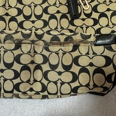 COACH コーチ シグネチャー トートバッグ ハンドバッグ　黒／ベージュの画像