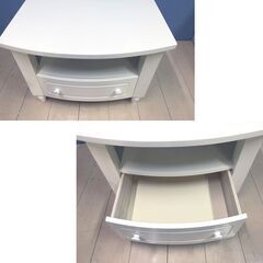 ホワイト　ハート　カントリー　テレビボード　テレビ台　フレンチ　白　一部天然木　センターテーブル　サイド　ラック　カワイイ　姫の画像