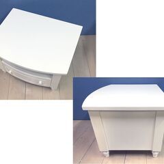 ホワイト　ハート　カントリー　テレビボード　テレビ台　フレンチ　白　一部天然木　センターテーブル　サイド　ラック　カワイイ　姫の画像