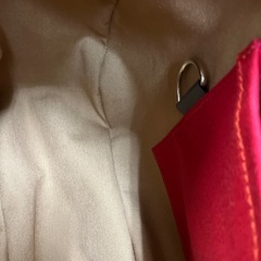 【ハンドメイド】帆布トートバッグ 赤×カフェオレ ペットボトルホルダー付 
1115新品未使用の画像