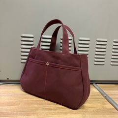 【ハンドメイド】帆布トートバッグ あずき色 ペットボトルホルダー付 1115新品未使用の画像