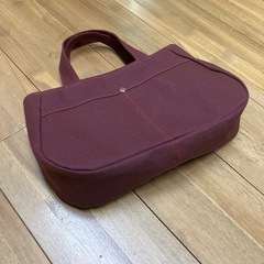【ハンドメイド】帆布トートバッグ あずき色 ペットボトルホルダー付 1115新品未使用の画像