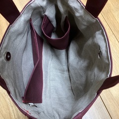 【ハンドメイド】帆布トートバッグ あずき色 ペットボトルホルダー付 1115新品未使用の画像