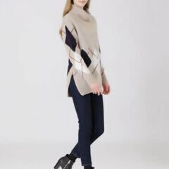 定価26,400円■BLUE LABEL CRESTBRIDGE ブルーレーベルクレストブリッジ　ハイネックジップアーガイルニット　セーター　38の画像