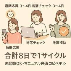 ①【在宅ワーク】スマホでできるデータ応募＆確認作業／決済補助💡短期1サイクル3〜4.5万円✨主婦さん多数活躍中！の画像