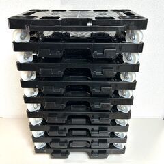 ナンシン 平台車 連結 9台 セット 120kg 42×28cm 自在 静音 ナイロン キャスター 樹脂 ドーリー ホームキャリー スタッキング PD-403-2SN yの画像