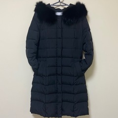 Mystrada フード付きロングダウンジャケット ブラック36の画像