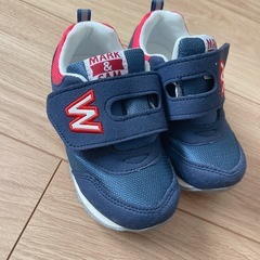 16cm スニーカー ネイビー レッド 西松屋の画像