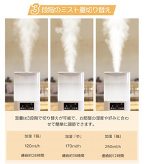 💧【新品未使用】Wanedor 加湿器 3L 上部給水 超音波式 卓上 小型 静音 スリープモード タイマー機能 LEDライト リモコン付 ホワイト 加湿機 省エネ ワンルーム 寝室 オフィス 乾燥対策 キーワード多数の画像