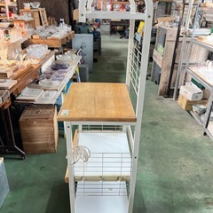 【ホリダソウコ】キッチン棚　コロ付き　電子レンジ台　コンセント付き　天然木　の画像