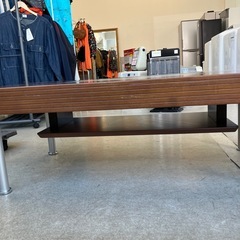 A2511-231 富士ファニチア センターテーブル ガラス板付き ブラウン キズ汚れ有りの画像