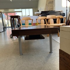 A2511-231 富士ファニチア センターテーブル ガラス板付き ブラウン キズ汚れ有りの画像