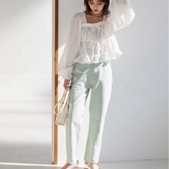 Heather ヘザー スクエアWリボンブラウス ホワイト店頭・オンライン完売品の画像