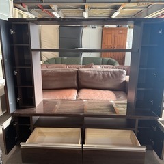 壁面収納テレビボード ダークブラウン 160cm幅の画像