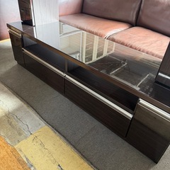 壁面収納テレビボード ダークブラウン 160cm幅の画像