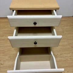 【決まりました】木製 3段チェスト キャスター付き サイドワゴン ナチュラルの画像