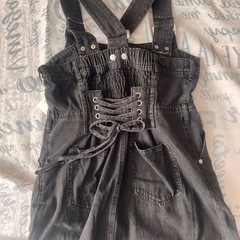 デニムジャンパースカート（黒」）の画像