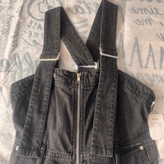 デニムジャンパースカート（黒」）の画像